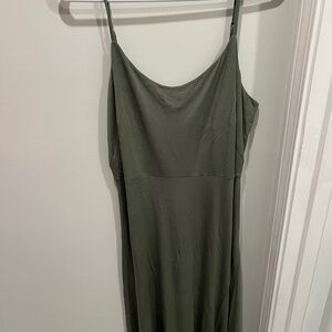 LOFT Green Spaghetti Strap Slip Dress